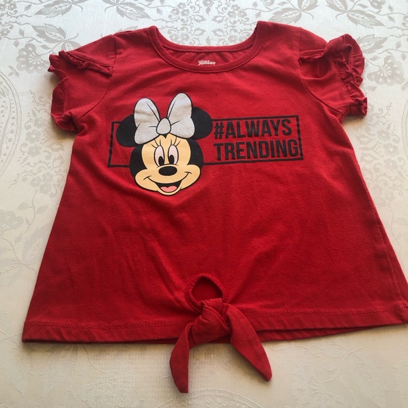 Disney Junior Minnie Graphic Red T-Shirt Girls Size 6 Short Sleeves Front Tie-Up - Picture 14 of 15